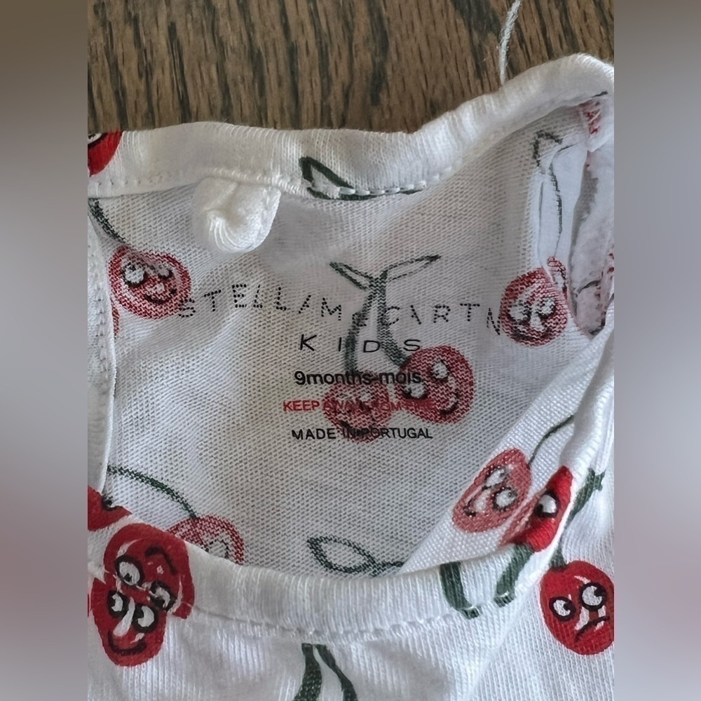 Stella McCartney kids 9 months long sleeve cherry dress white and red luxury - Picture 2 of 3